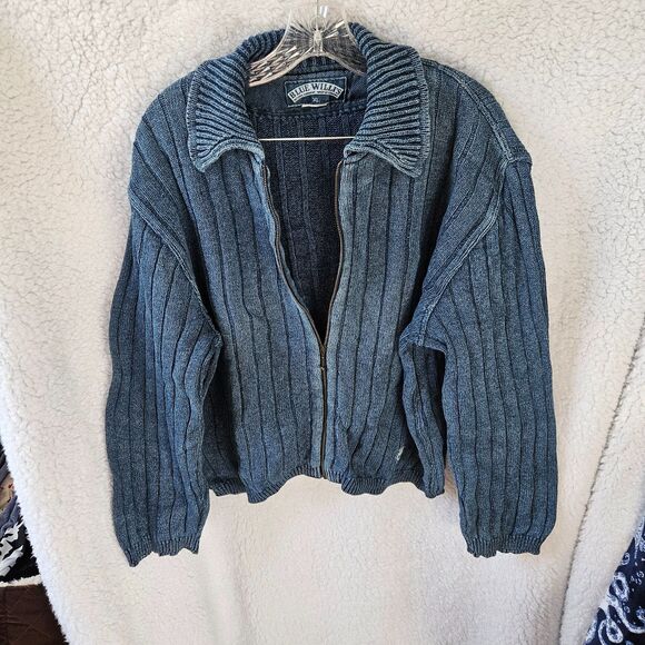 BLUE WILLIS 100% Cotton Zip Sweater Cardigan Size XL - Picture 5 of 5
